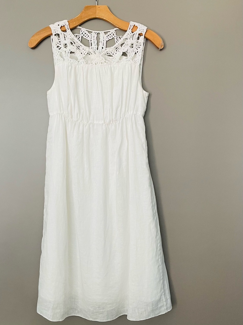 Sophie Max White Crochet Yoke Dress